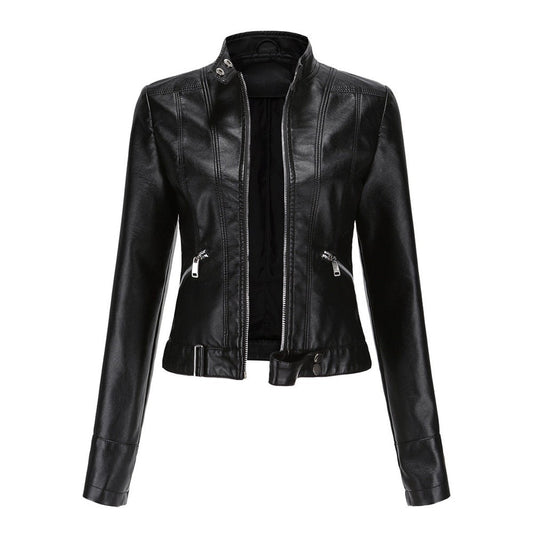 Linnea | Veste biker courte à col montant