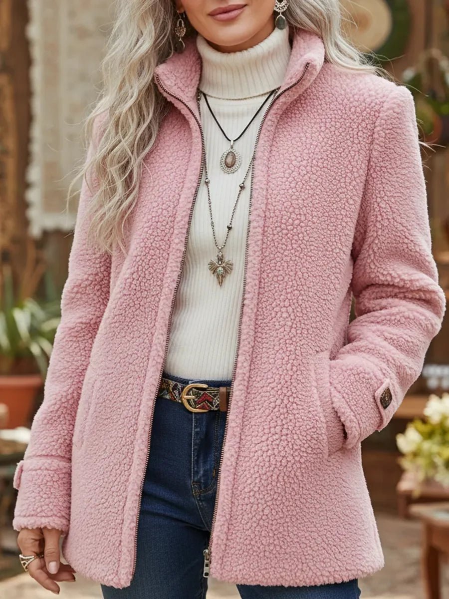 Patricia | Manteau doux à col montant et zip