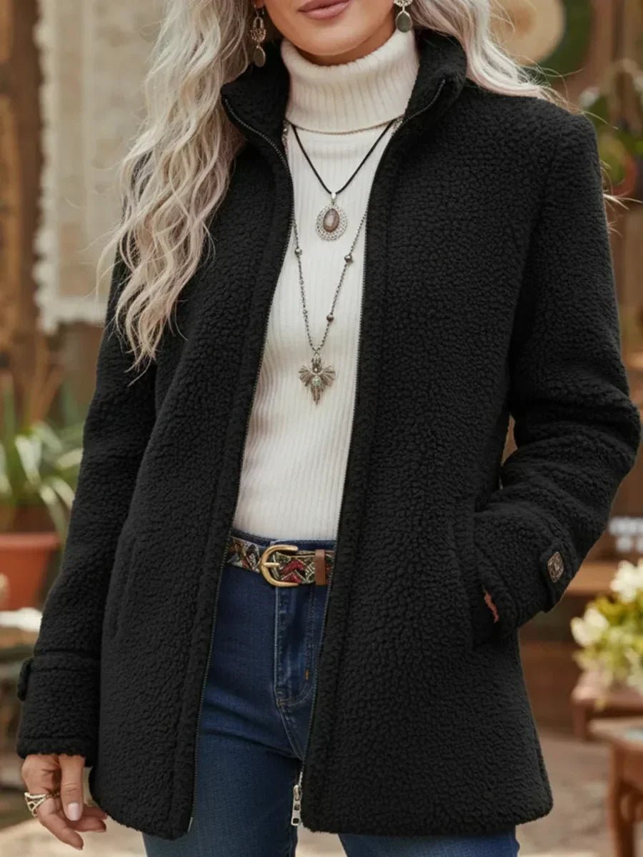Patricia | Manteau doux à col montant et zip