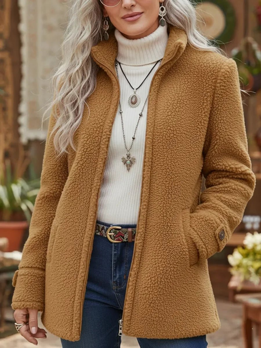 Patricia | Manteau doux à col montant et zip
