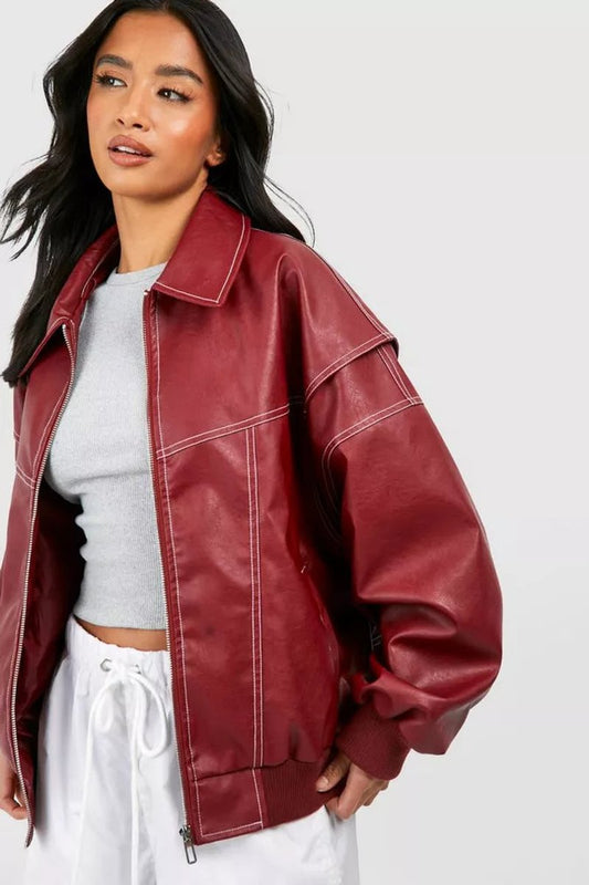 Renée | Bomber oversize à coutures contrastantes