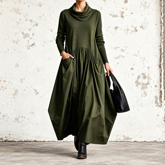Ilaria Scialle | Robe maxi à col drapé et poches