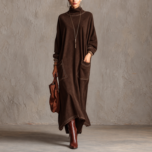 Rossana Autunno | Robe maxi oversize à col montant et coutures contrastantes